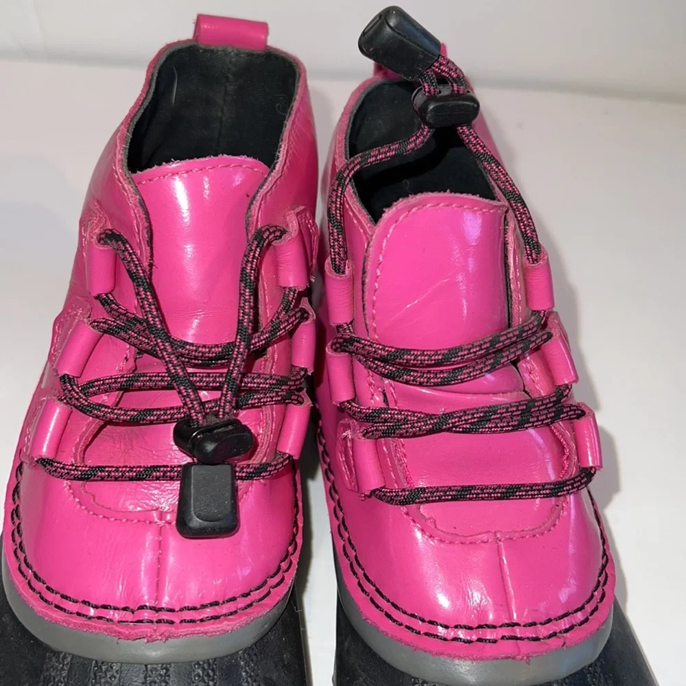 Sorel Pink black out and about rubber duck boots booties girls 3 youth snow